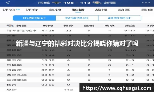 新疆与辽宁的精彩对决比分揭晓你猜对了吗